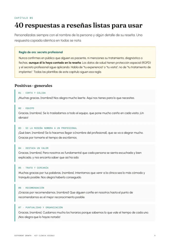 Respuestas a reseñas